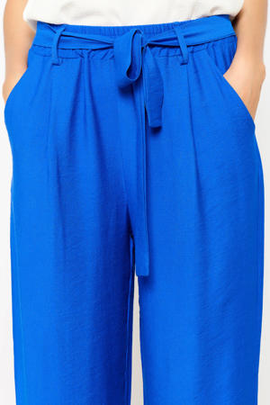 high waist wide leg broek blauw