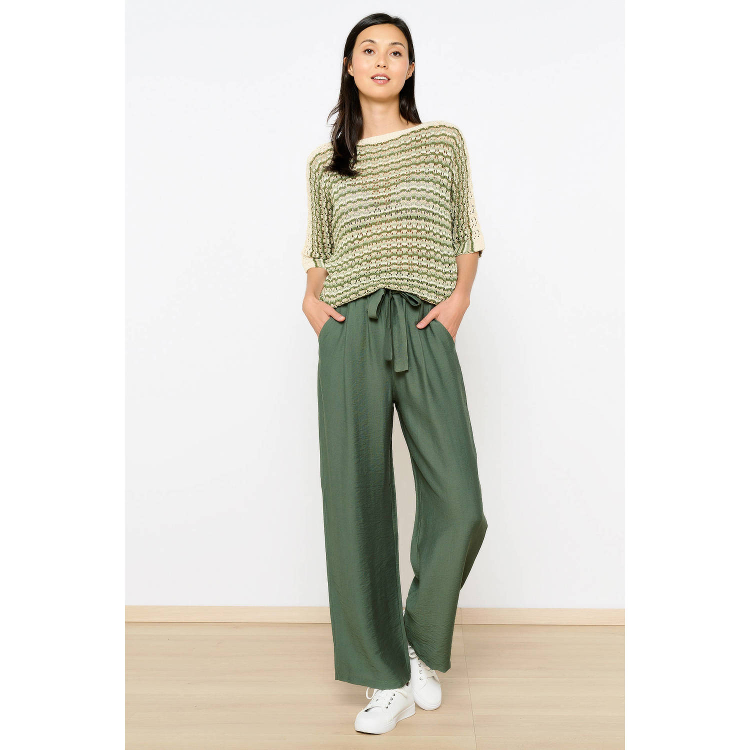 LOLALIZA high waist wide leg broek kaki
