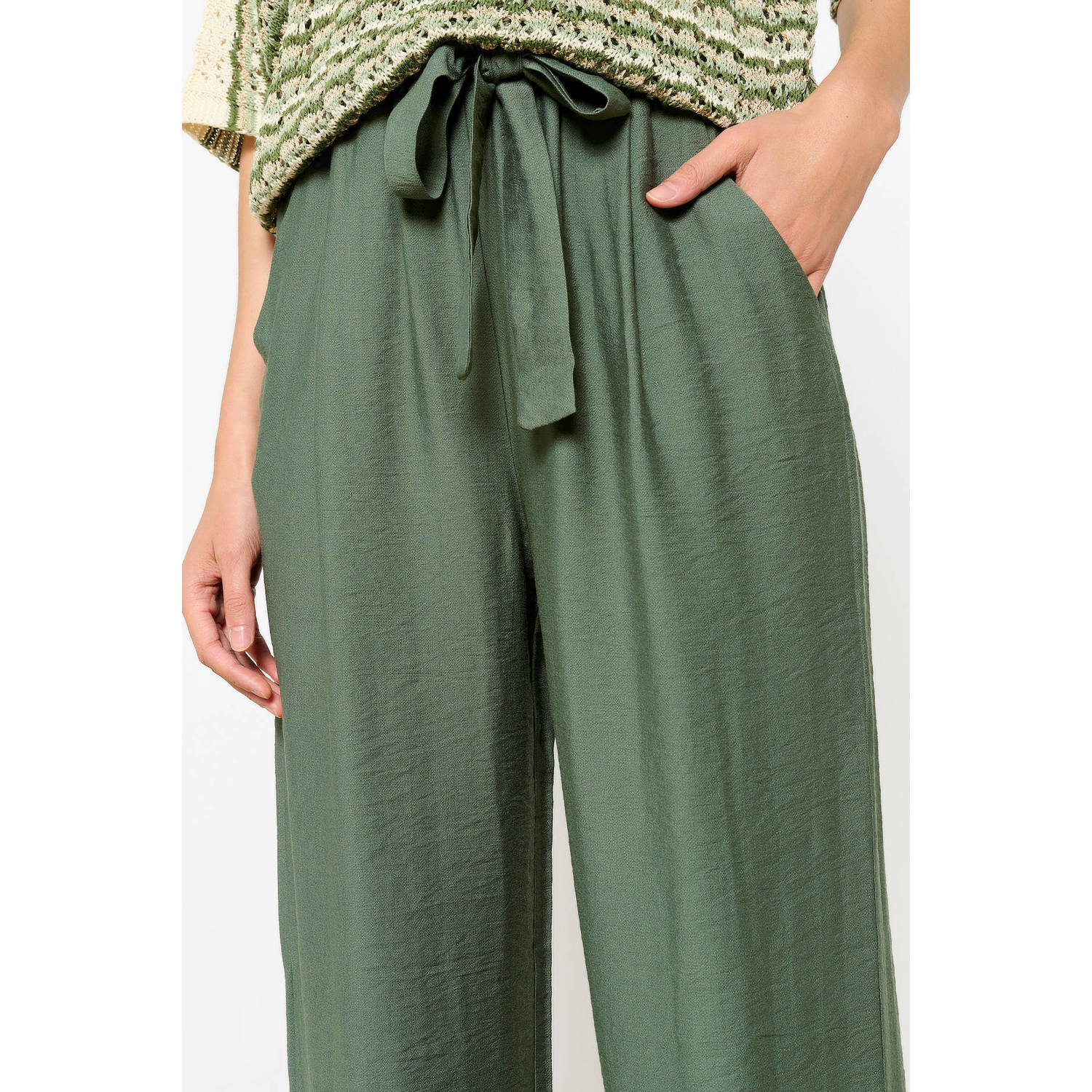 LOLALIZA high waist wide leg broek kaki