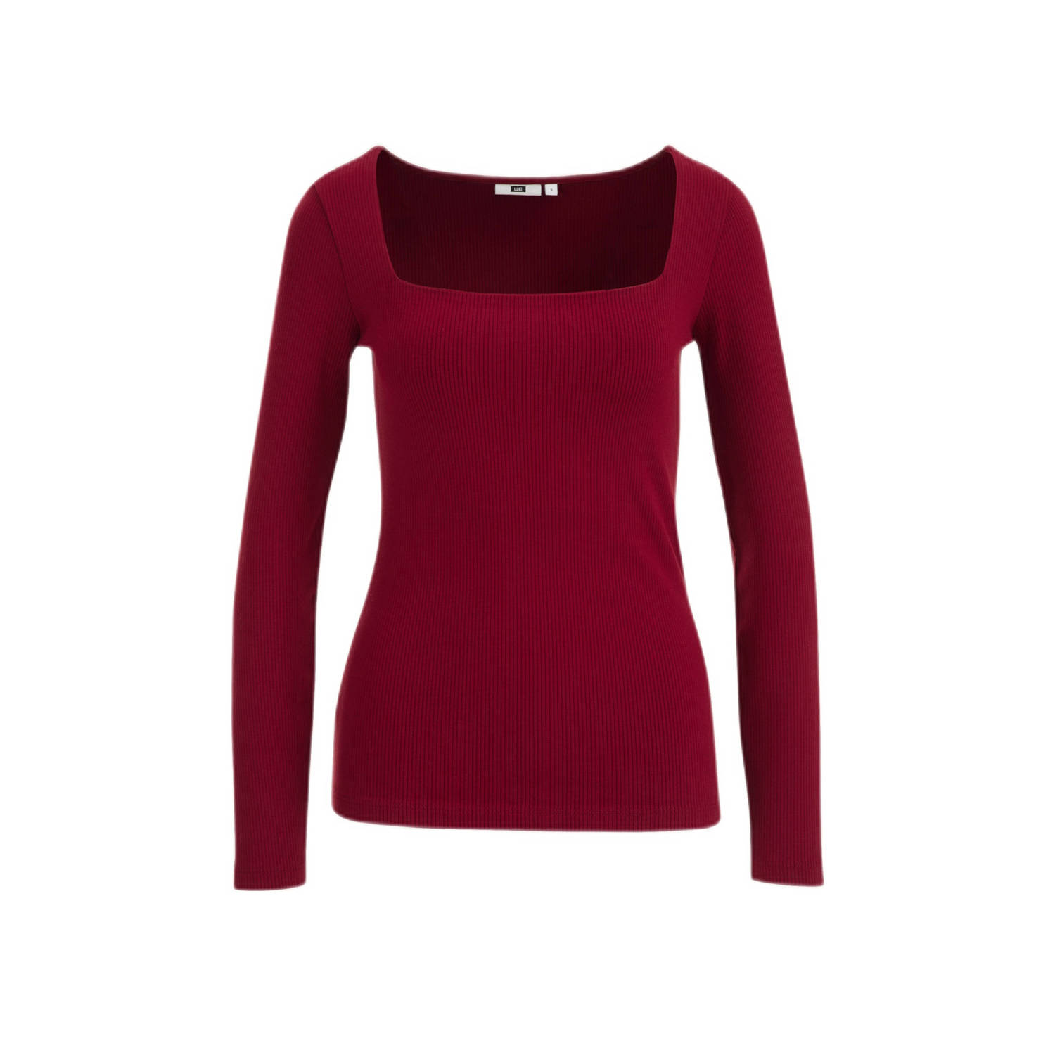 WE Fashion ribgebreide top rood