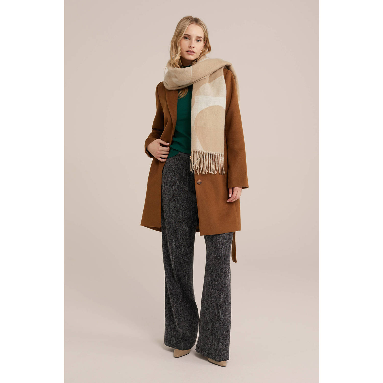 WE Fashion sjaal Score beige