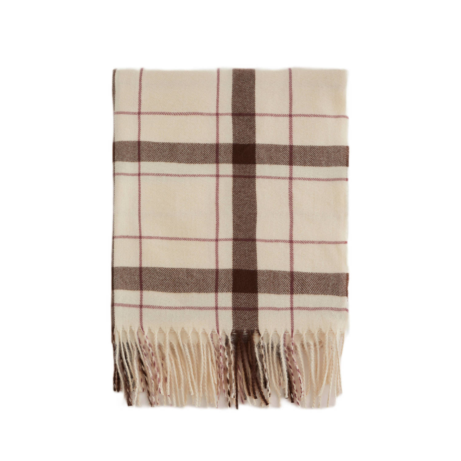 WE Fashion geruite sjaal Tobith beige