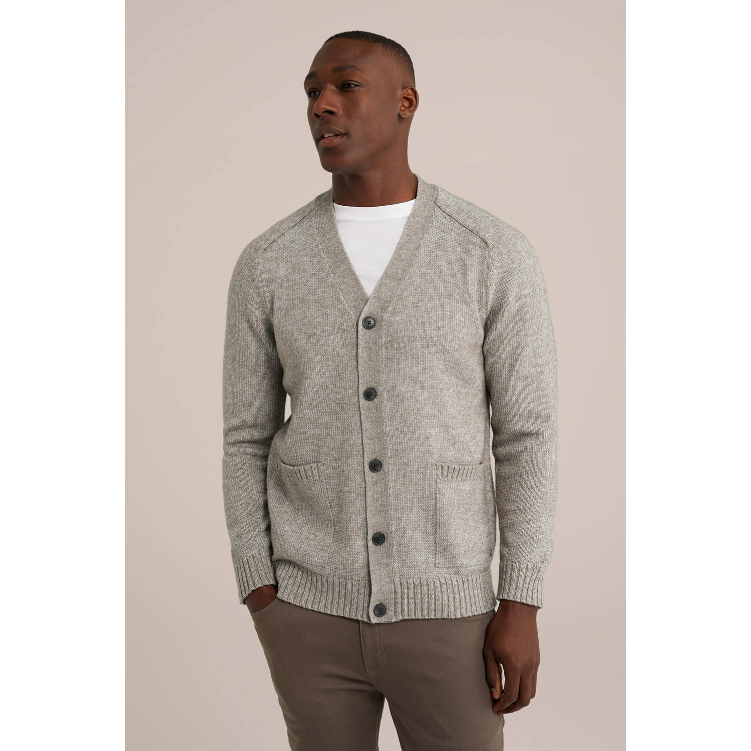 WE Fashion fijngebreid vest met wol beige
