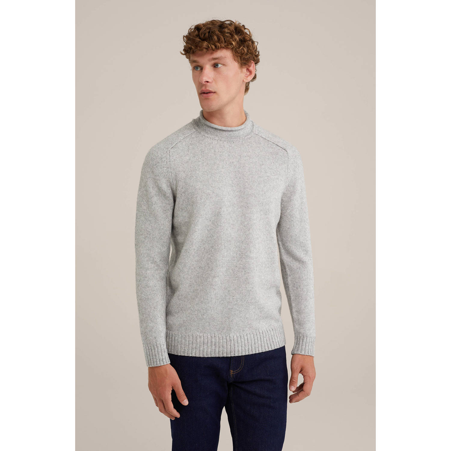 WE Fashion wollen gebreide trui lichtgrijs