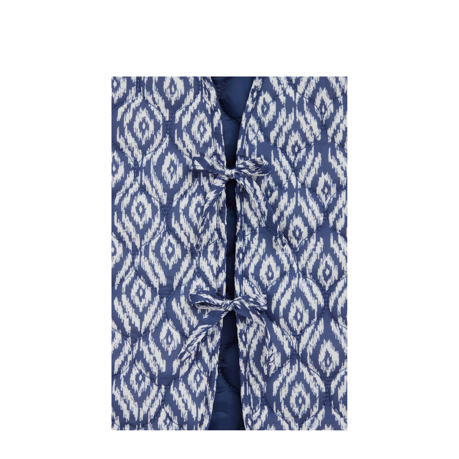 WE Fashion gilet met all over print blauw wit