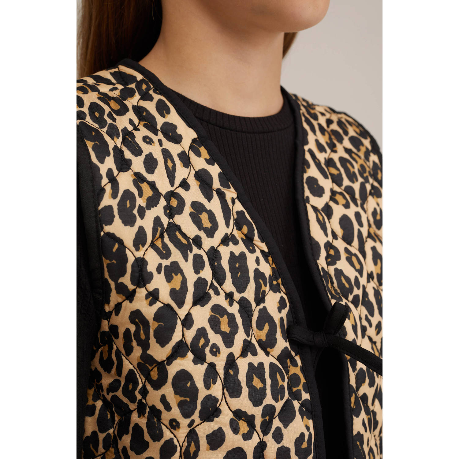WE Fashion gilet met panterprint bruin zwart