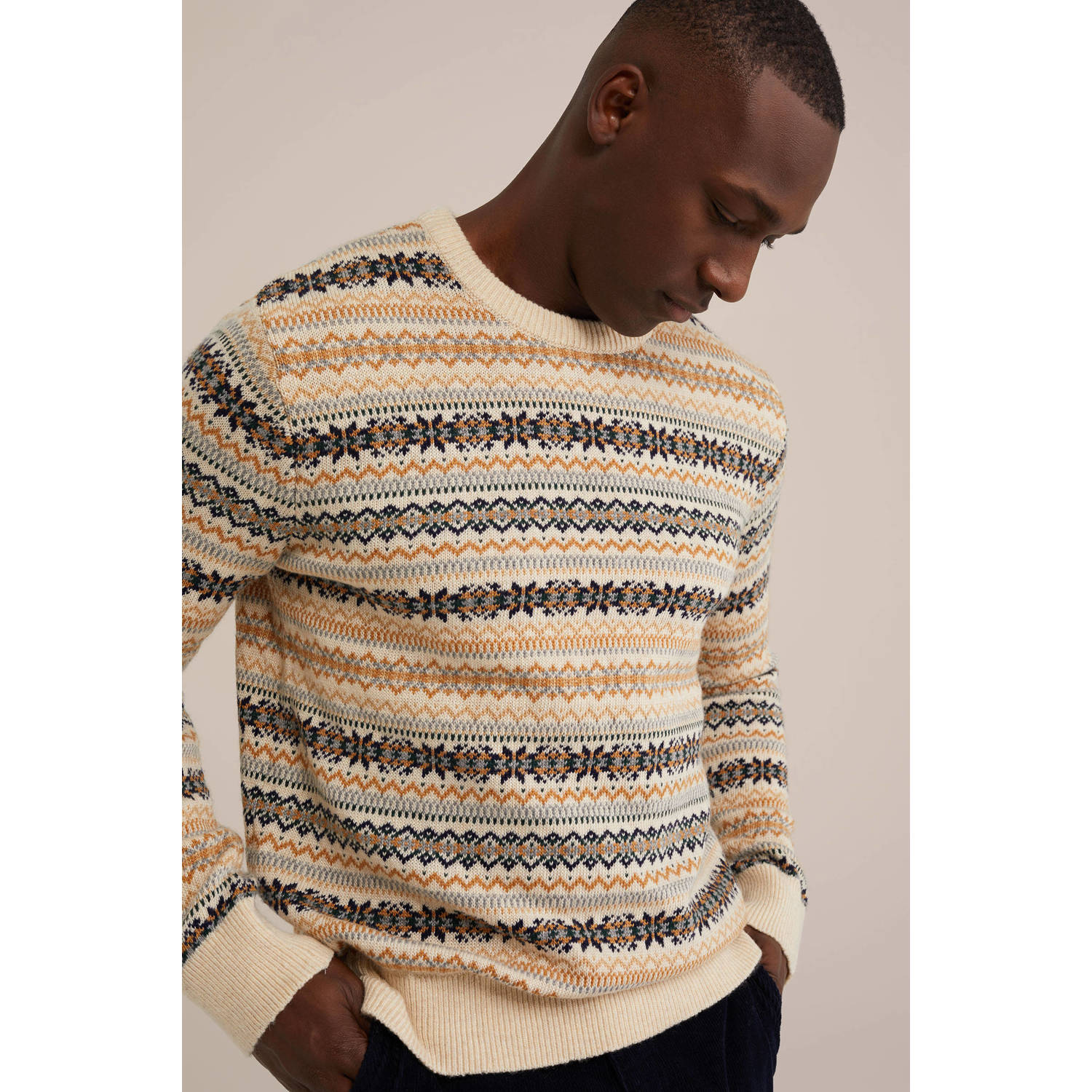 WE Fashion wollen gebreide trui beige