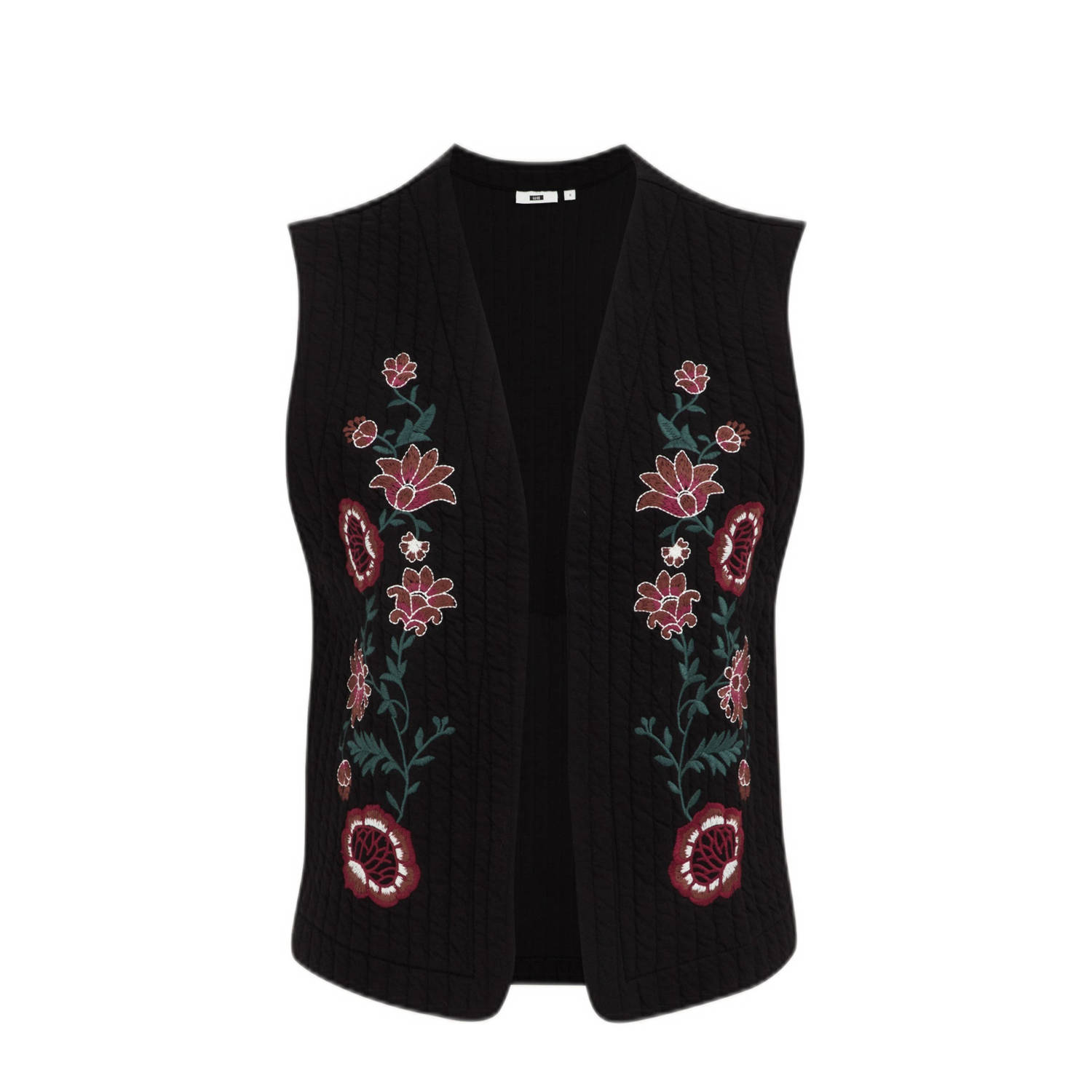 WE Fashion gebloemd gilet black dessin