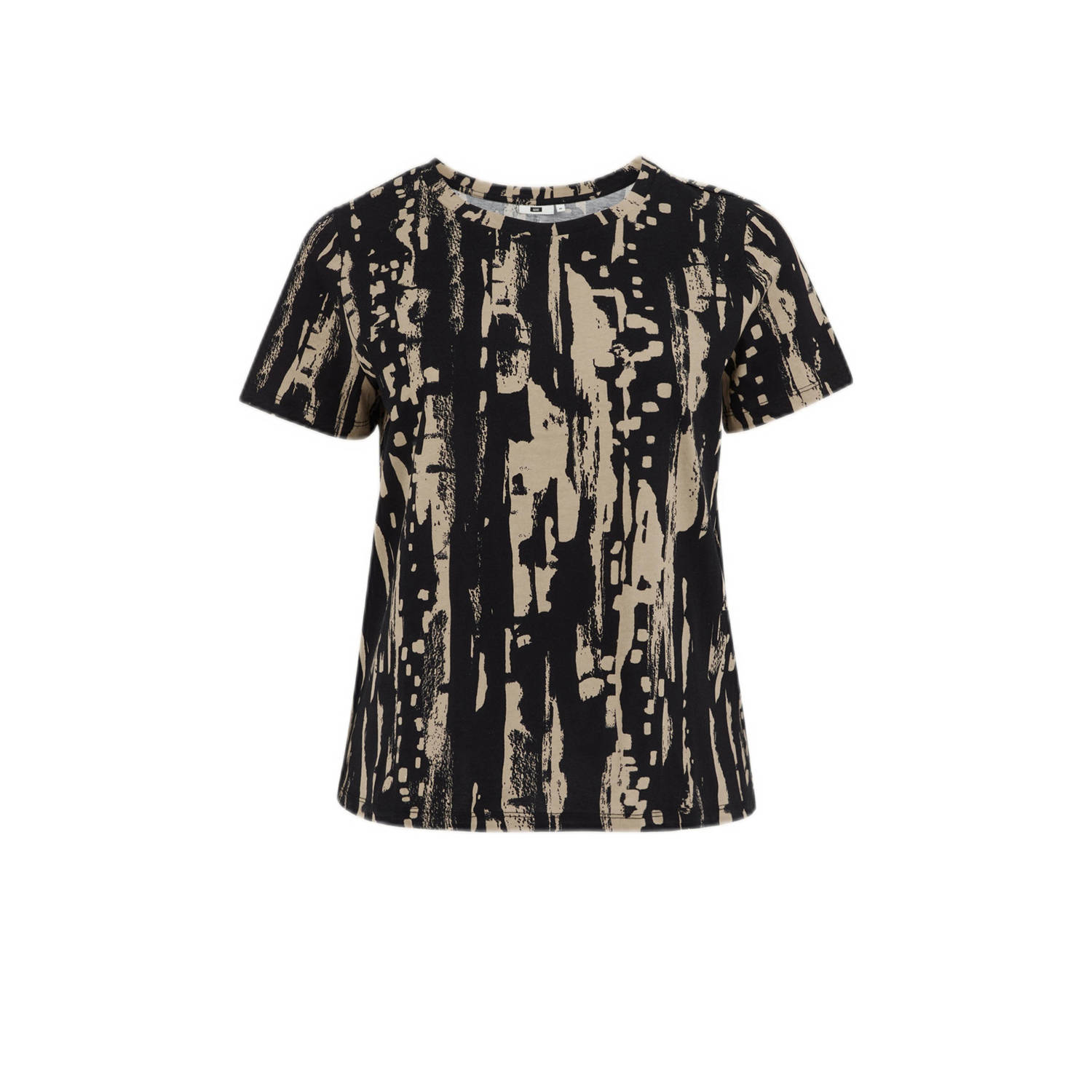 WE Fashion Curve T-shirt met all over print black dessin