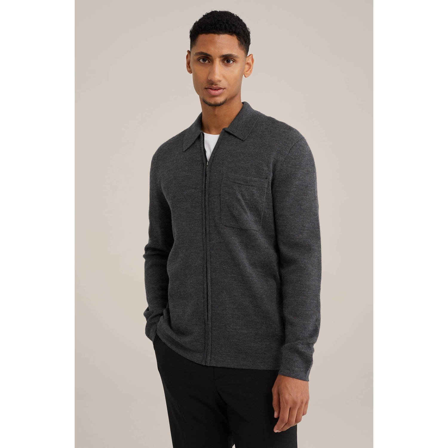 Van Gils gemêleerd sweatvest grijs