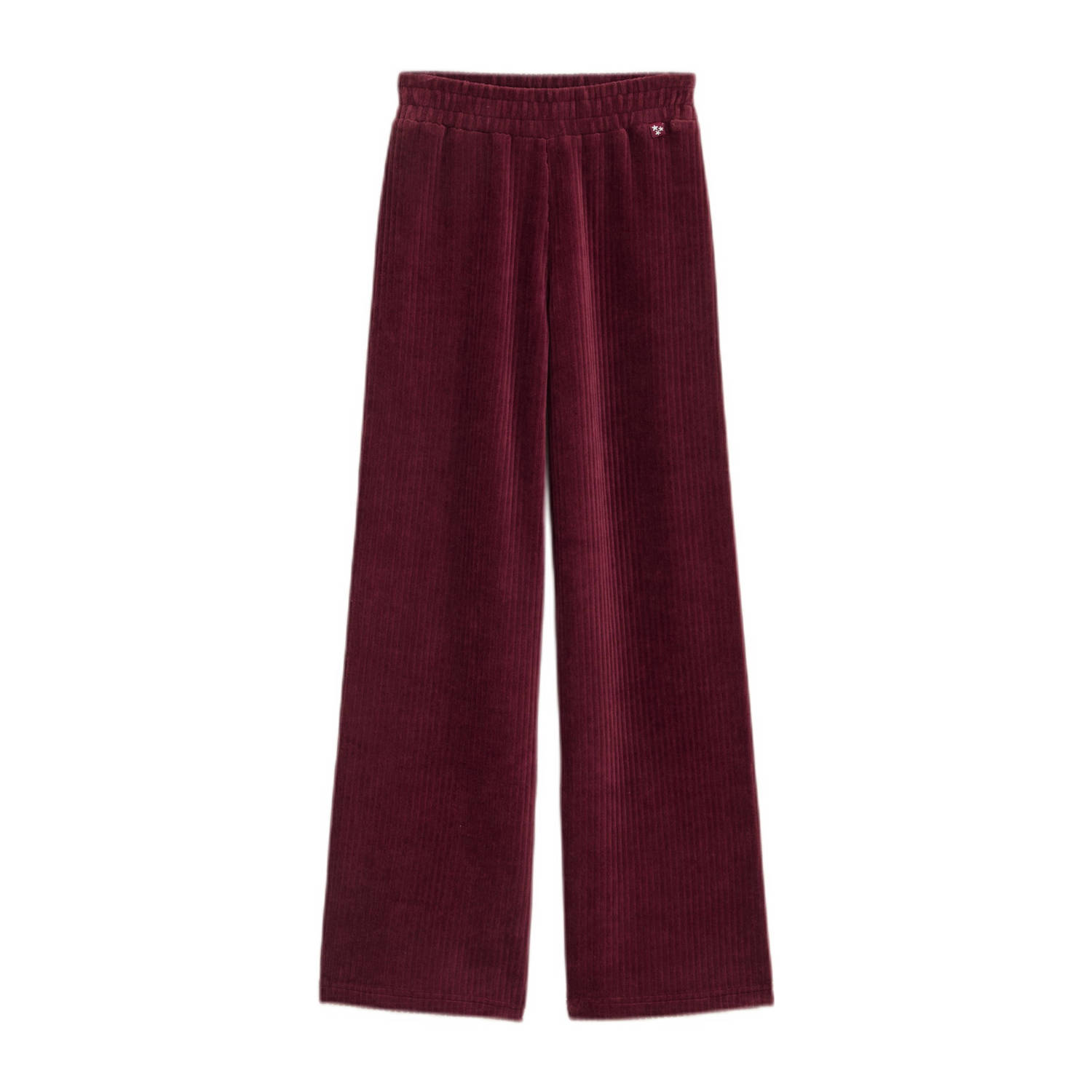 WE Fashion velours straight fit broek donkerrood