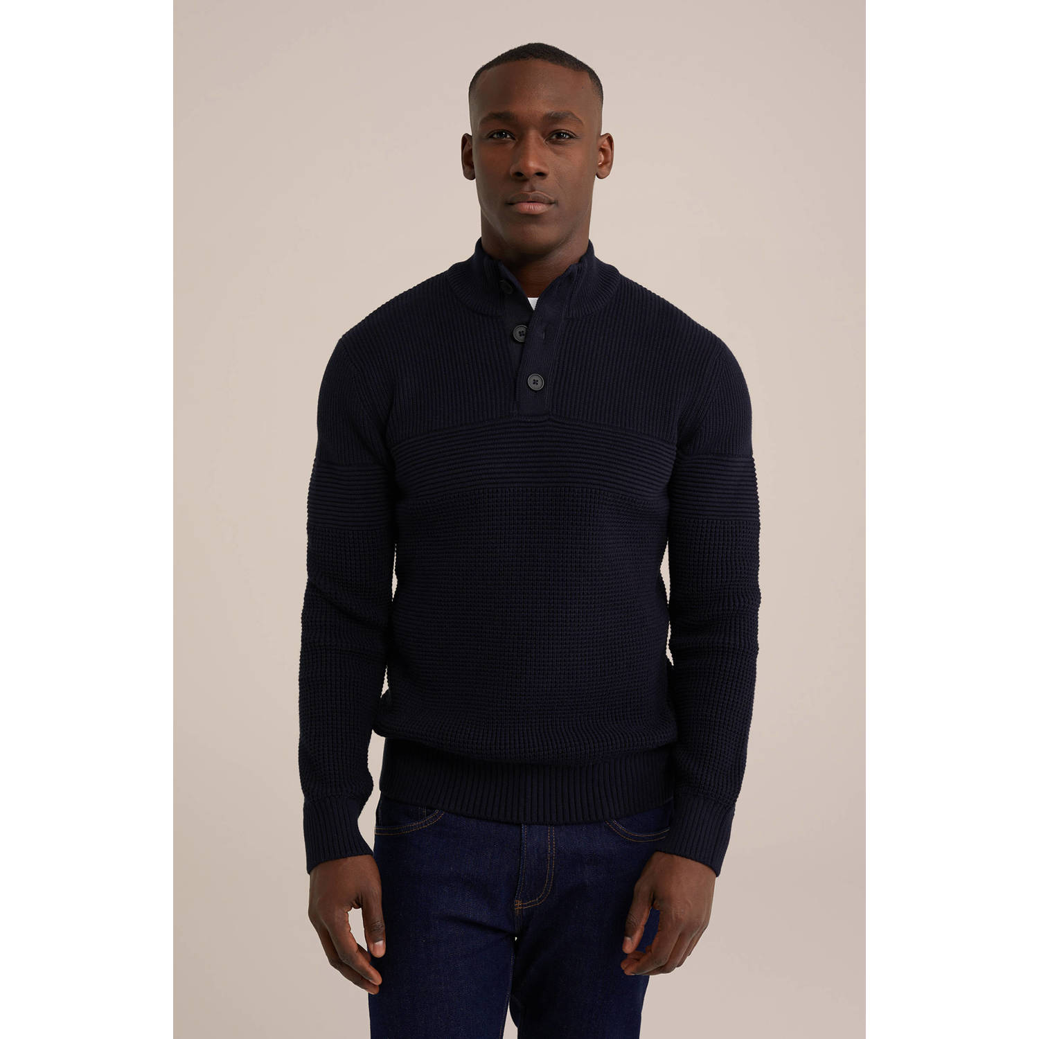 WE Fashion gebreide trui donkerblauw