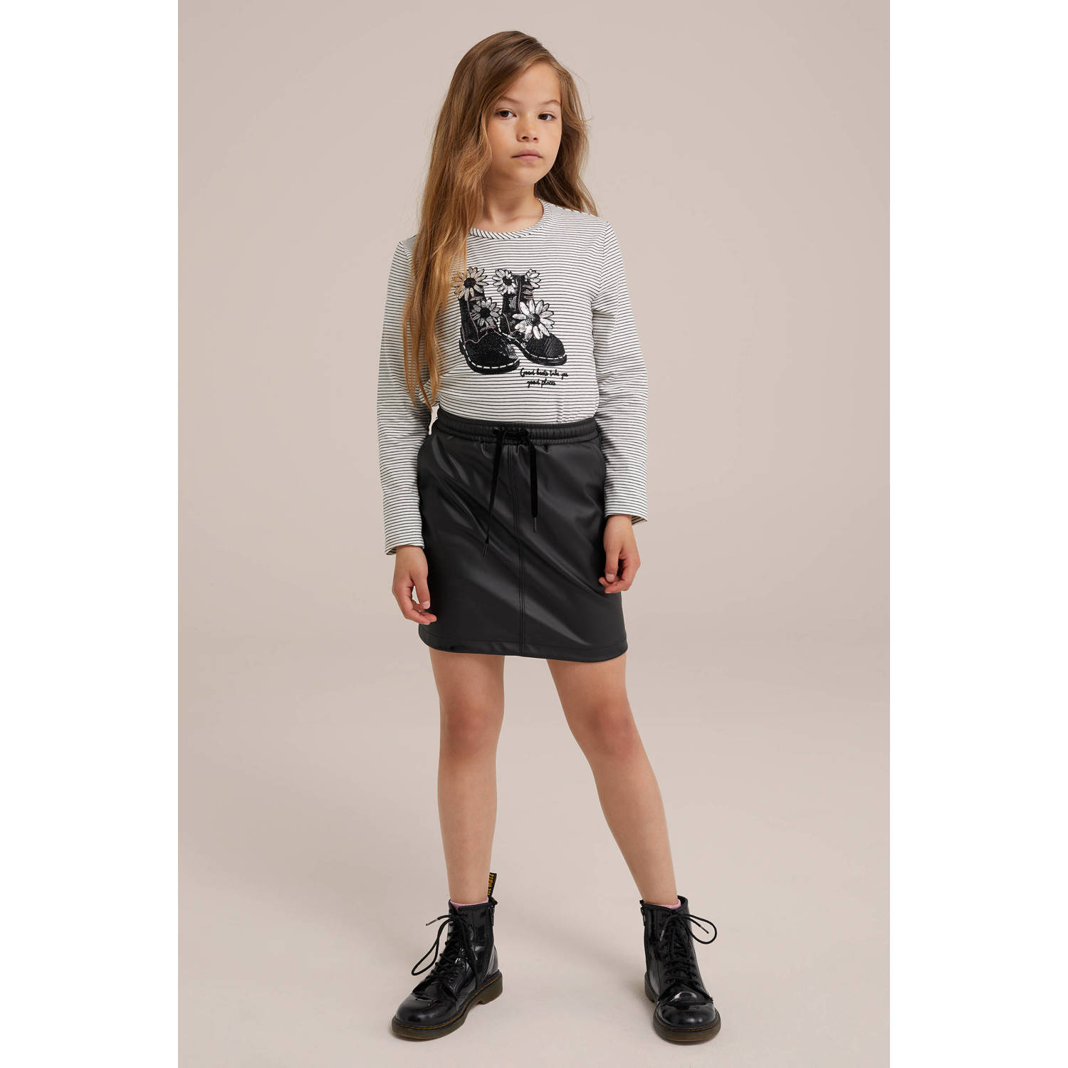 WE Fashion imitatieleren rok zwart