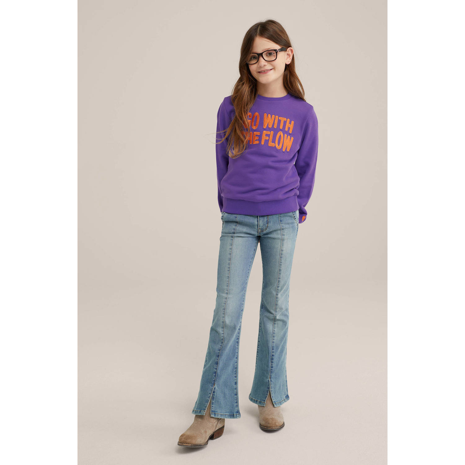 WE Fashion sweater donkerpaars