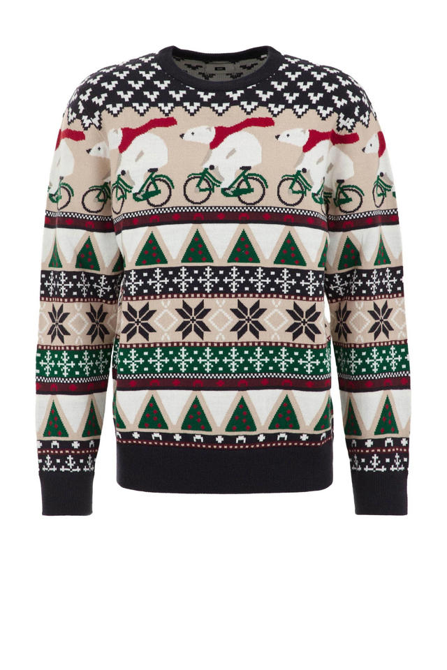 Foute Kersttrui Heren Blauw Kerstmannen - Foute Kerstsweaters