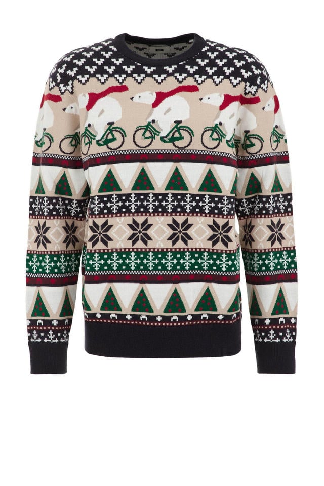 Foute Kersttrui Heren Blauw Kerstmannen - Foute Kerstsweaters Foute Kersttrui Heren Blauw Kerstmannen - Foute Kerstsweaters