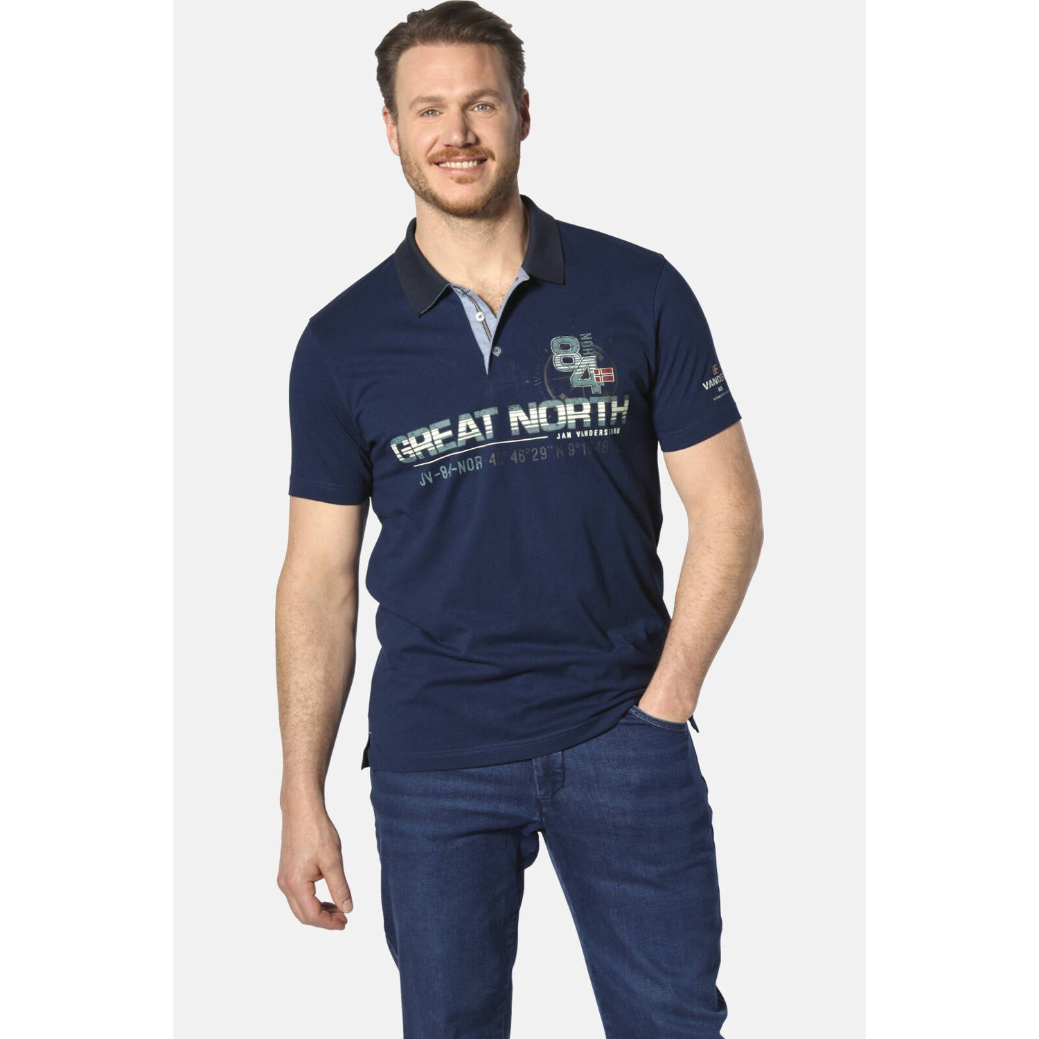 Jan Vanderstorm polo GIZUR Plus Size met printopdruk