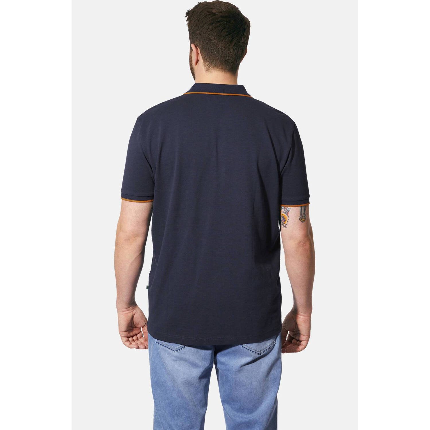 Charles Colby polo EARL RUFUNARUS Plus Size met contrastbies donkerblauw