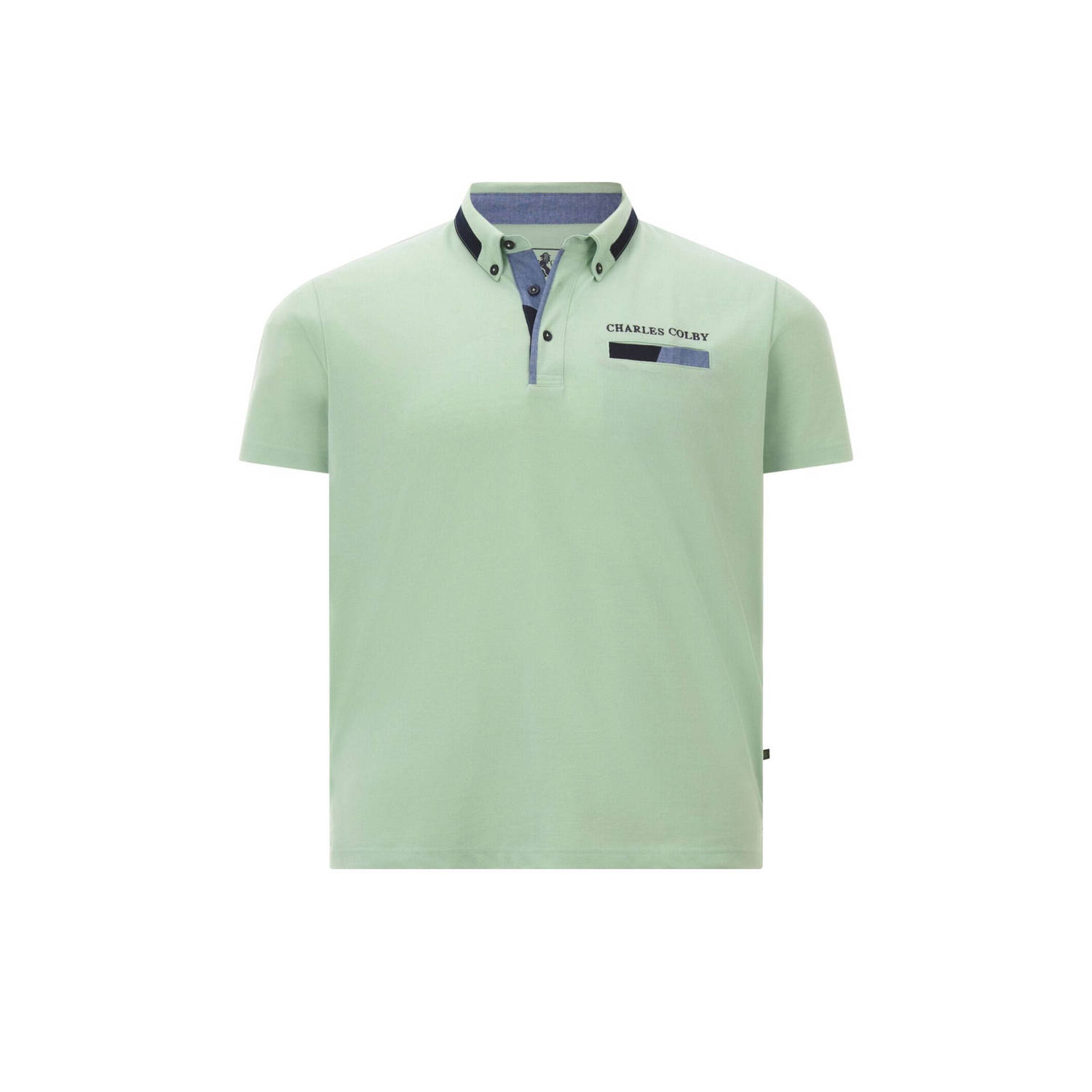 Charles Colby polo EARL PENDLEVINE Plus Size met logo lichtgroen