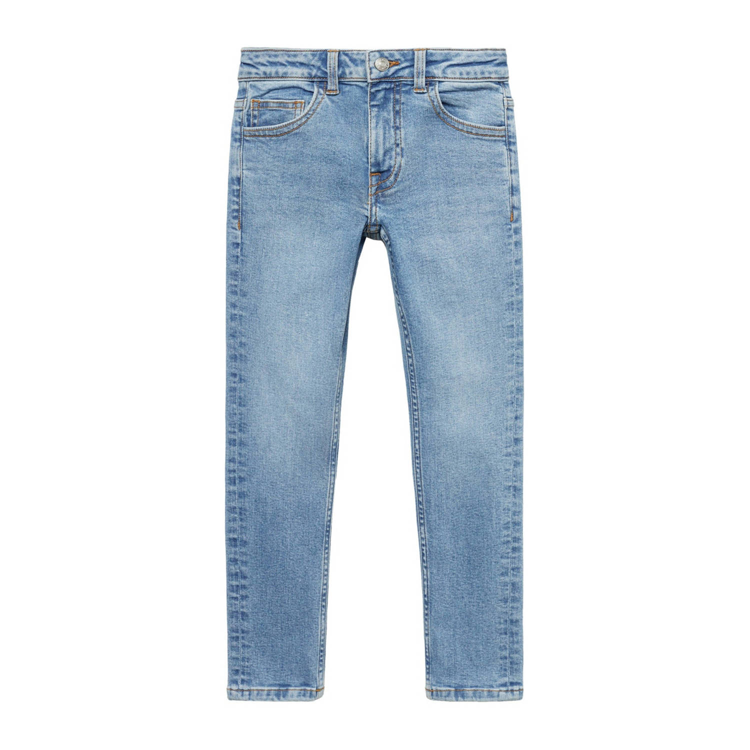 Mango Kids skinny jeans light blue denim Blauw Effen 122