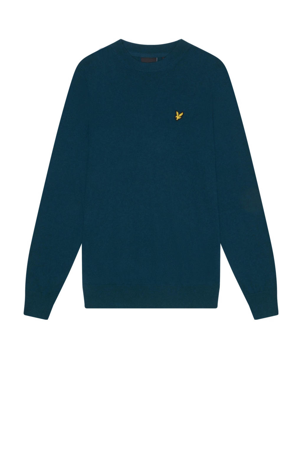 Donkerblauwe heren Lyle & Scott pullover van katoen met effen, lange mouwen en ronde hals
