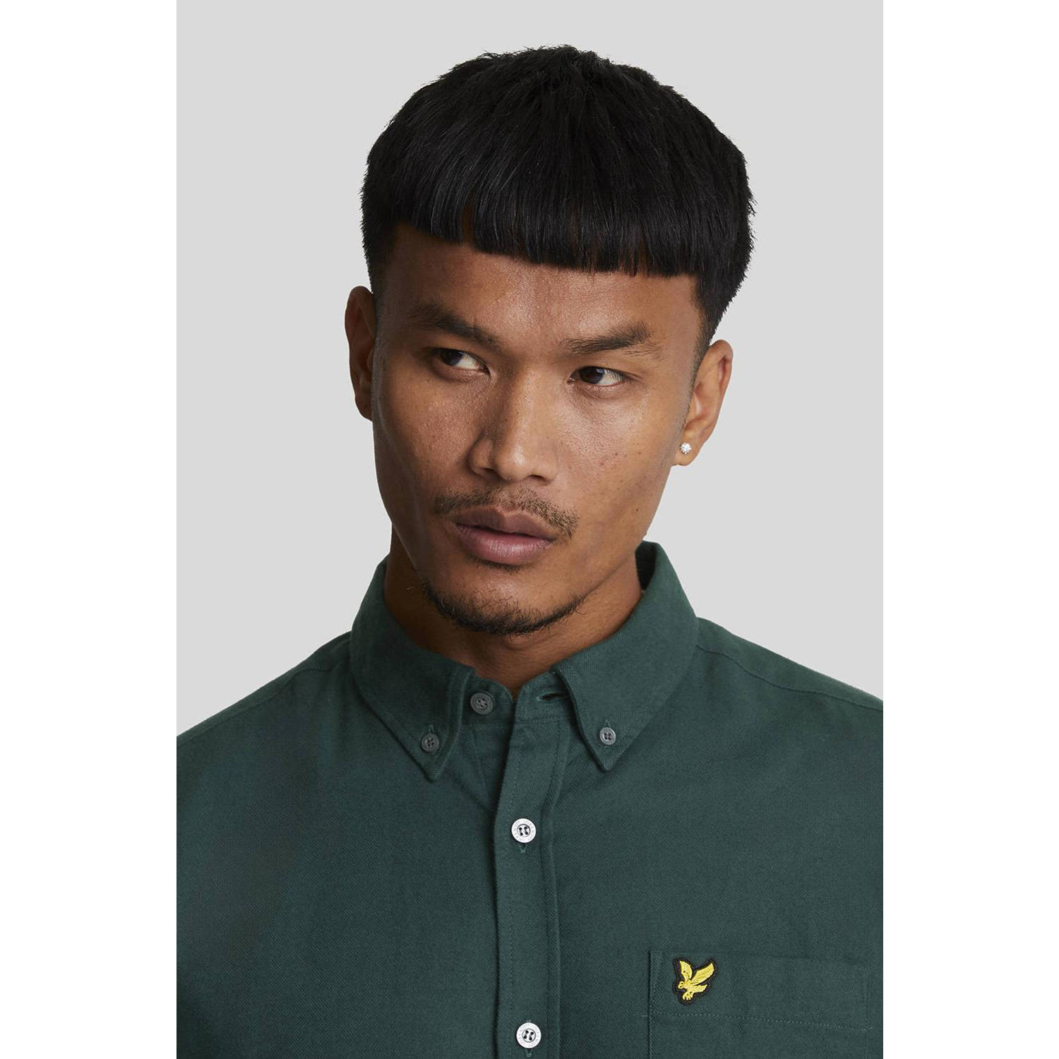 Lyle & Scott regular fit overhemd donkergroen