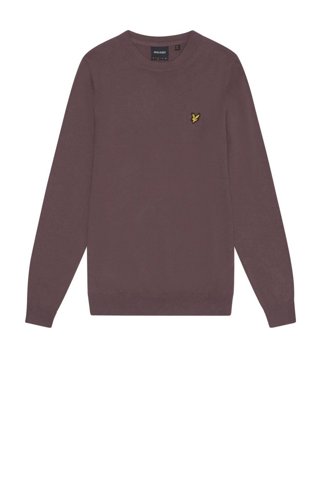 Bruine heren Lyle & Scott pullover van katoen met effen, lange mouwen en ronde hals