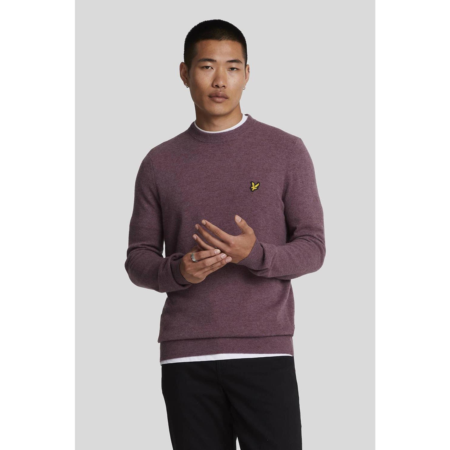 LYLE & SCOTT Heren Truien & Vesten Lambswool Blend Crew Neck Jumper Paars