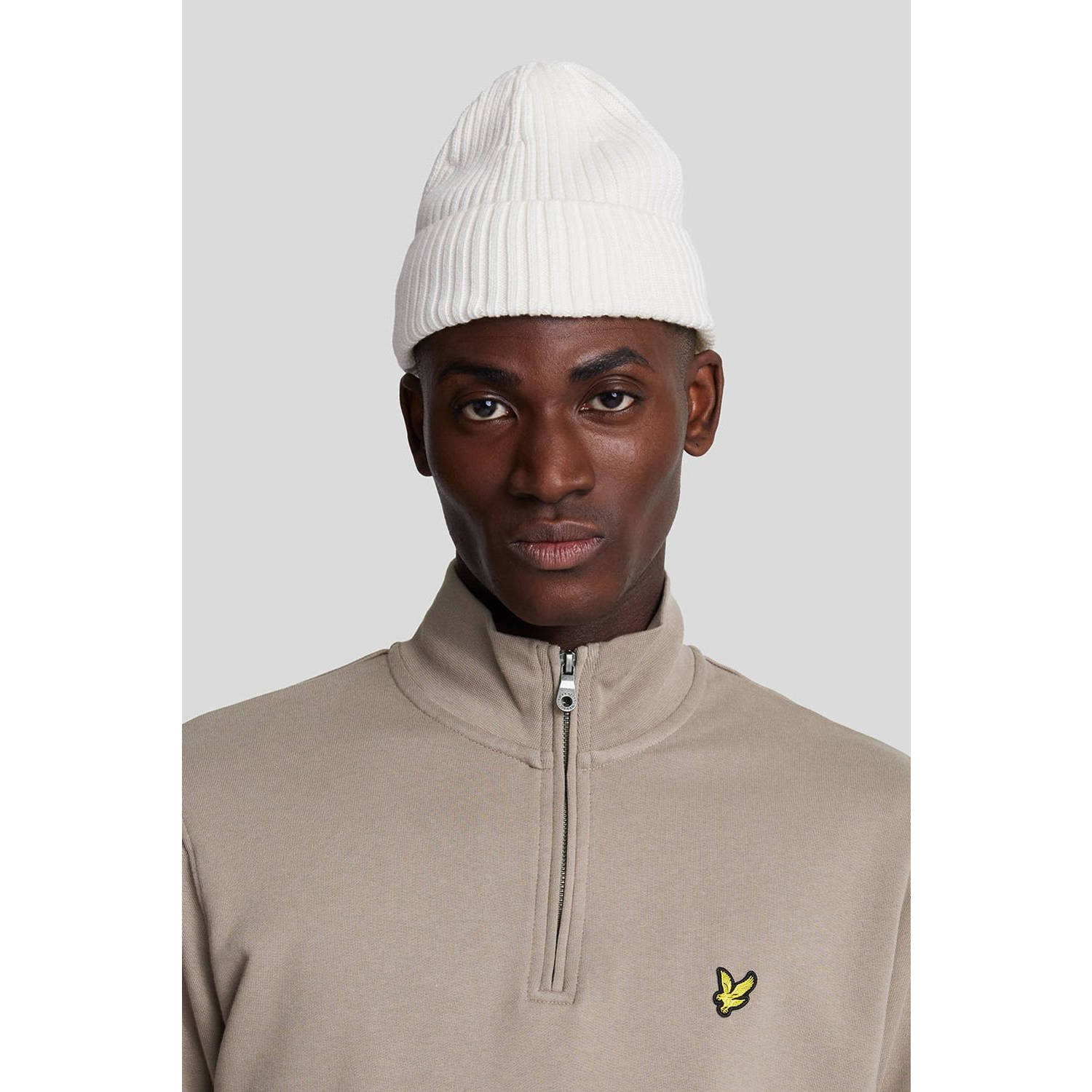 Lyle & Scott wol gebreide trui taupe