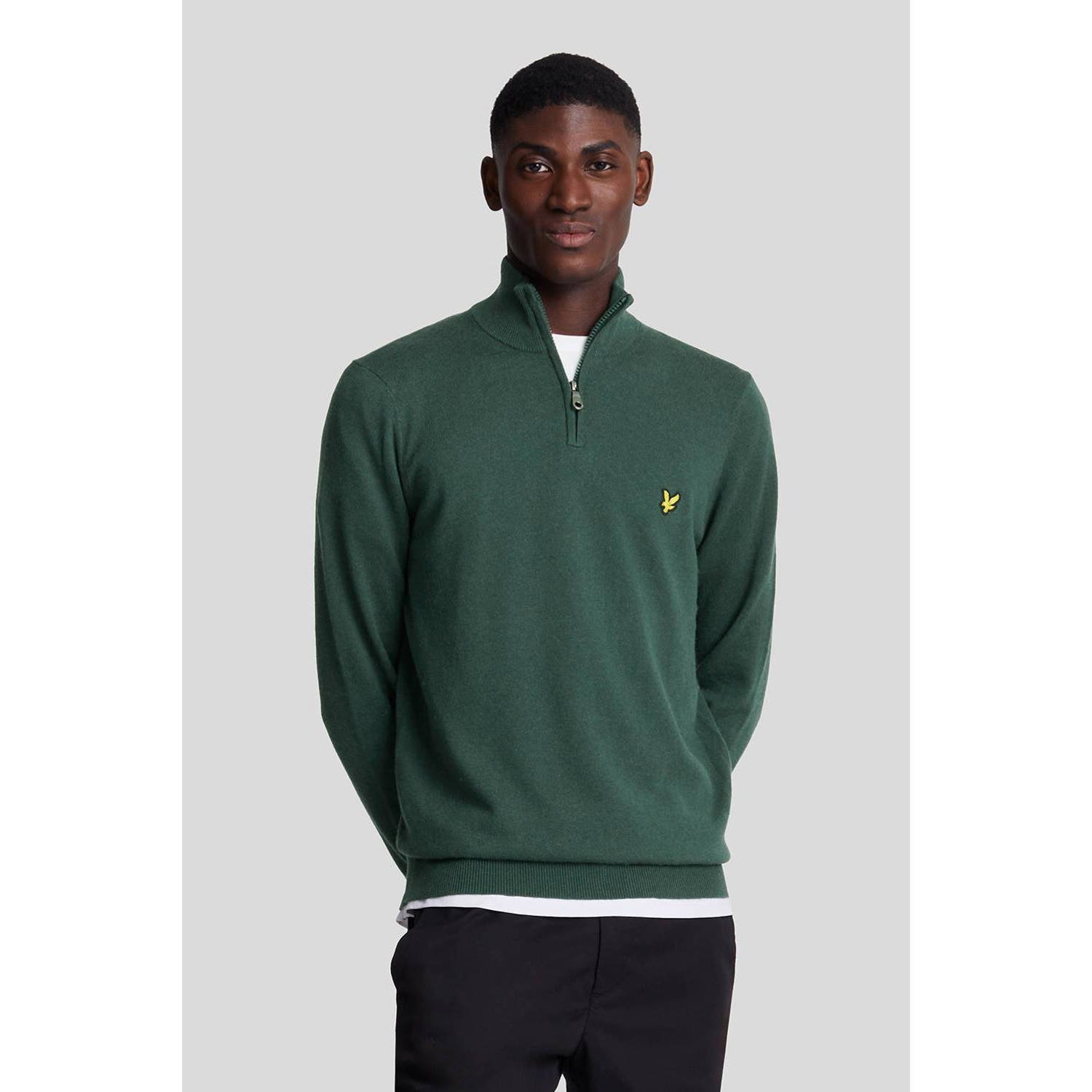 LYLE & SCOTT Heren Truien & Vesten Cotton Merino Quarter Zip Jumper Donkergroen