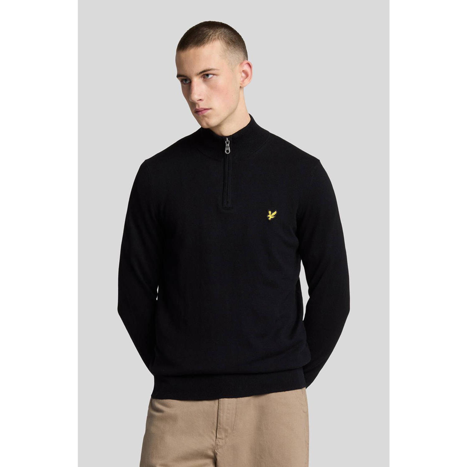 LYLE & SCOTT Heren Truien & Vesten Cotton Merino Quarter Zip Jumper Zwart