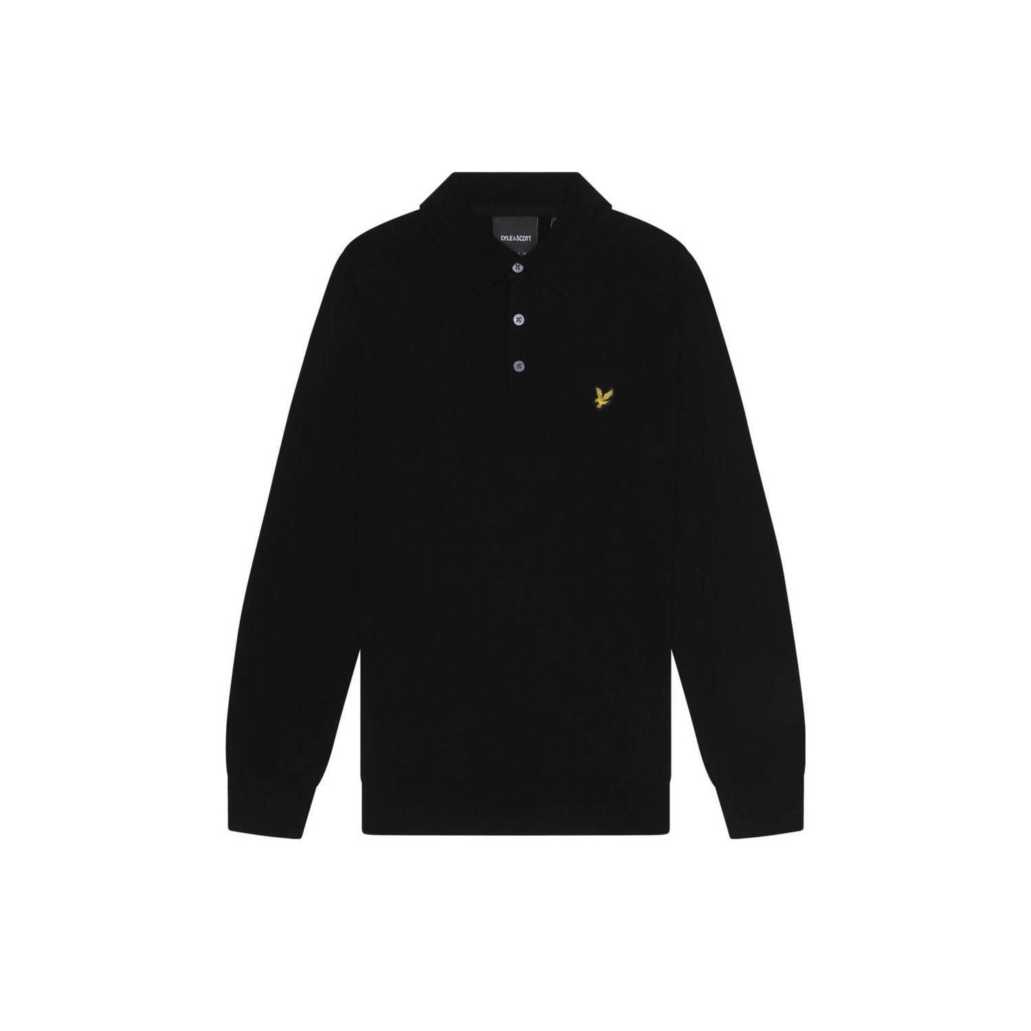 LYLE & SCOTT Heren Truien & Vesten Cotton Merino Long Sleeve Knitted Polo Zwart