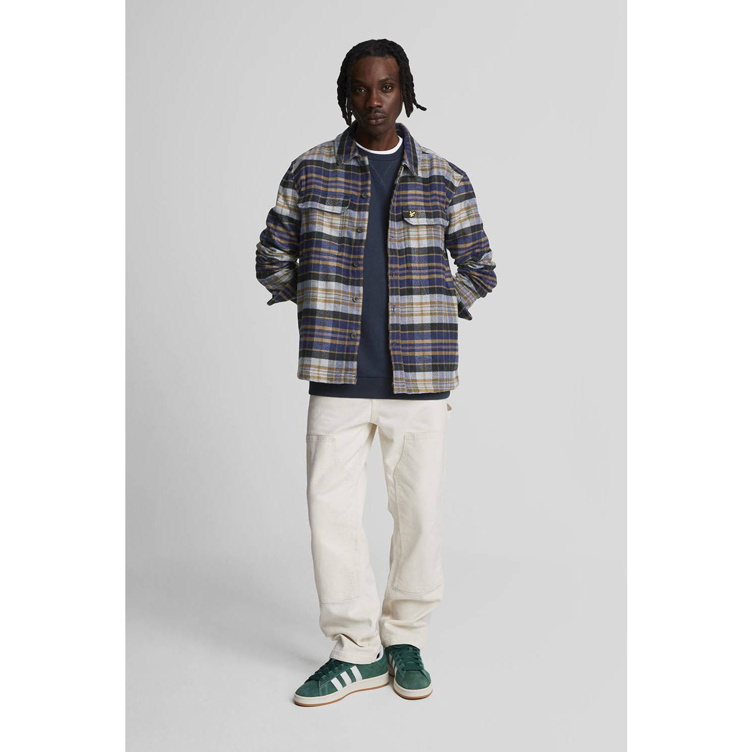 Lyle & Scott geruit regular fit overshirt blauw