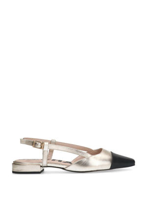   leren slingback loafers goud/zwart