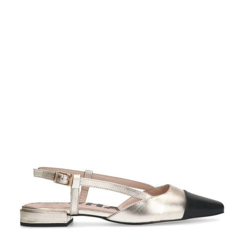 Sacha leren slingback loafers goud/zwart afbeelding