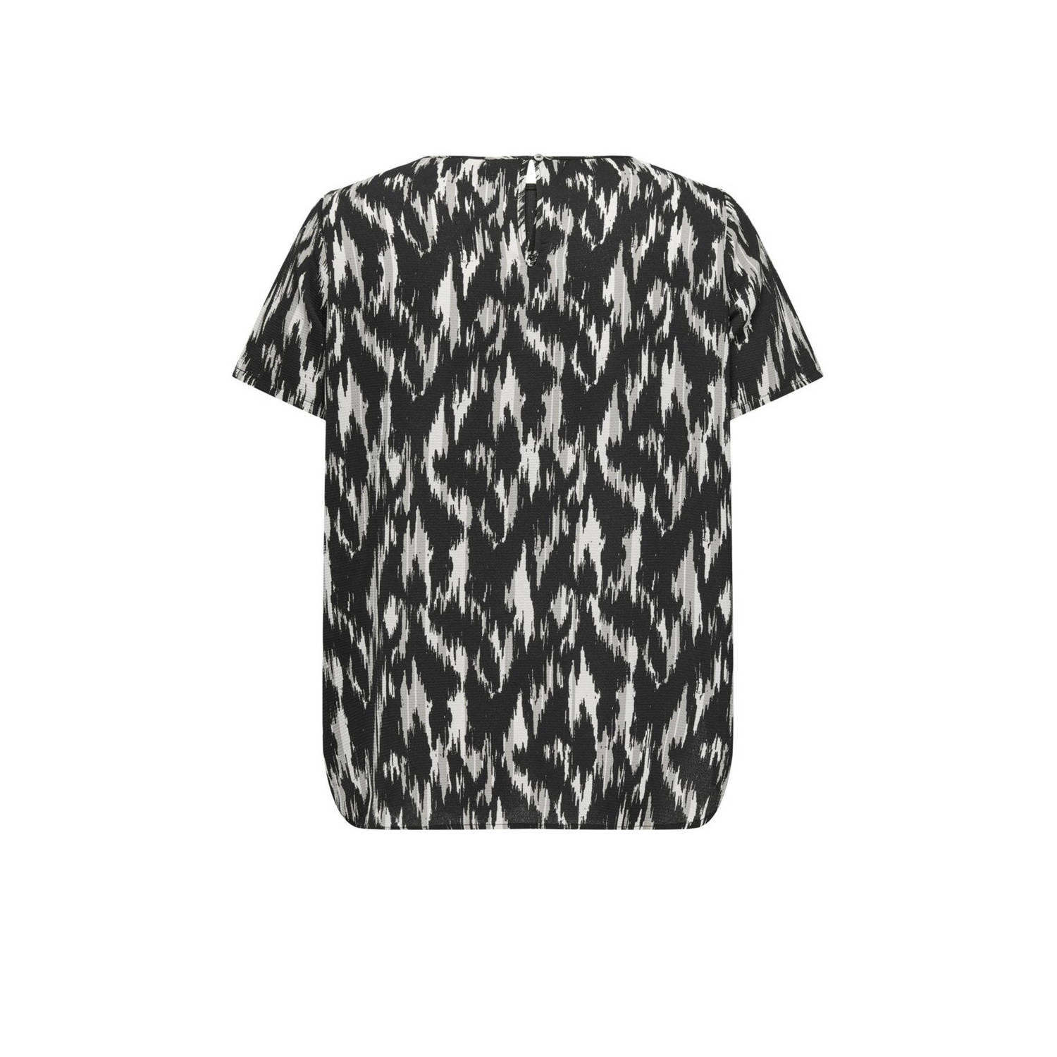ONLY CARMAKOMA top CARVICA met all over print zwart groen wit