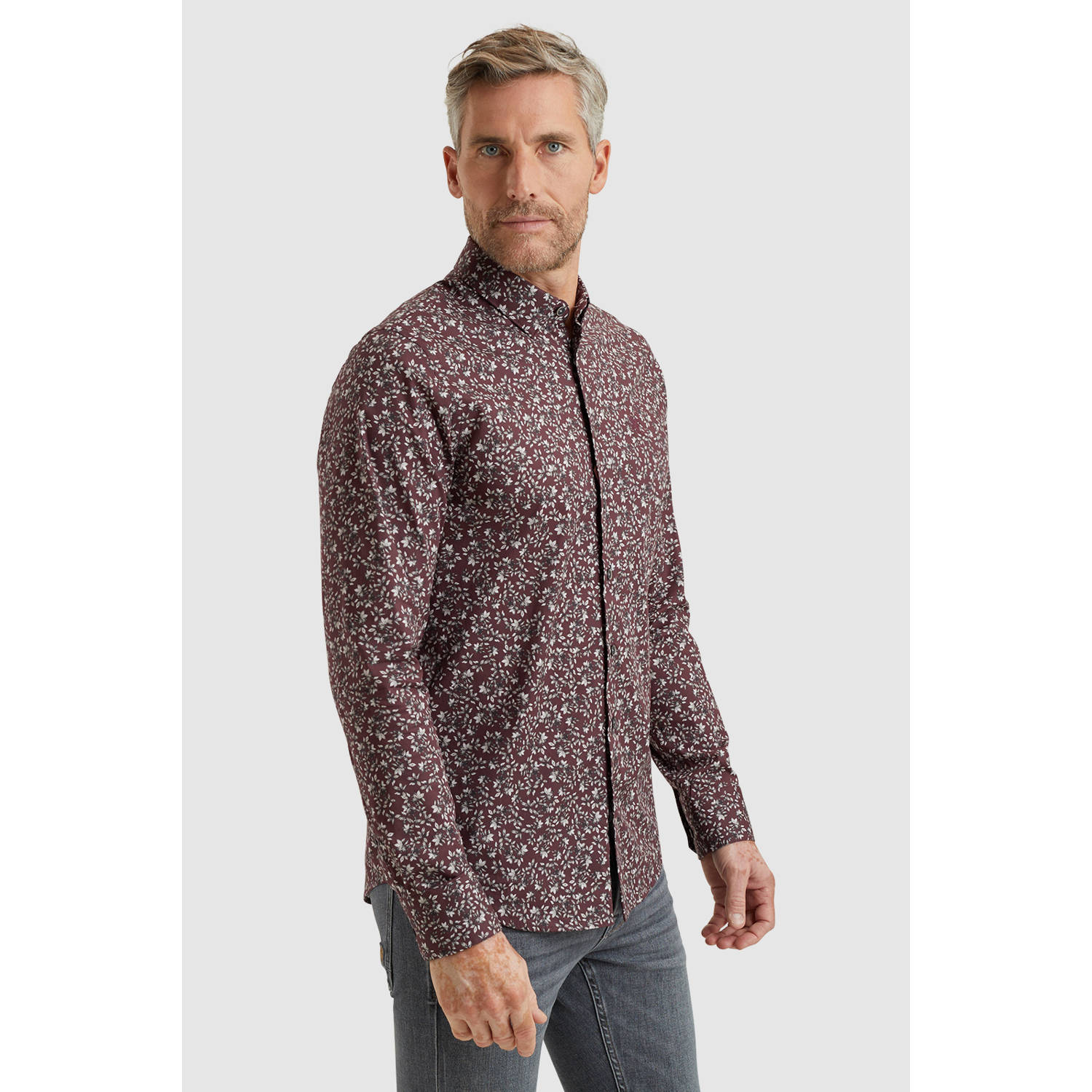 Vanguard regular fit overhemd met all over print roodbruin