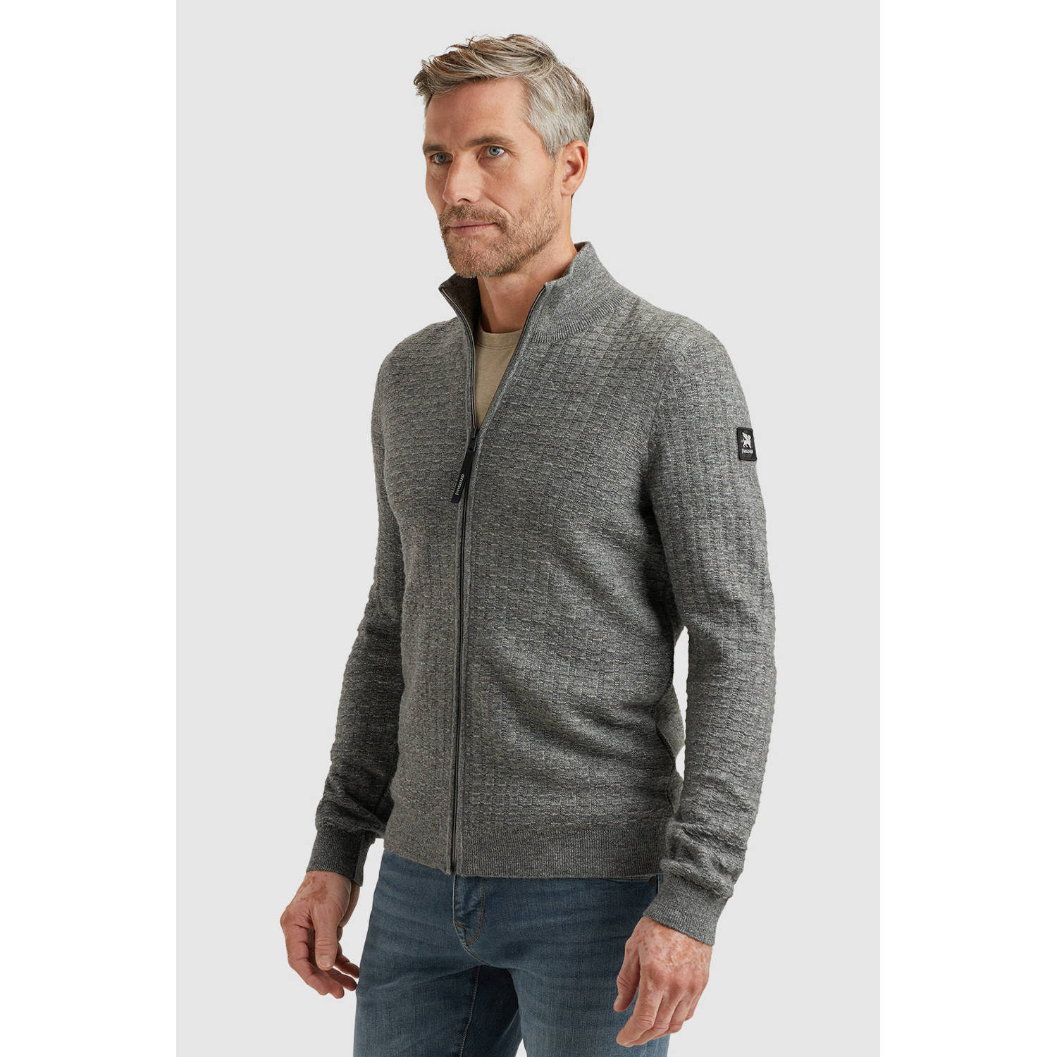 Vanguard vest grijs ingebreid patroon
