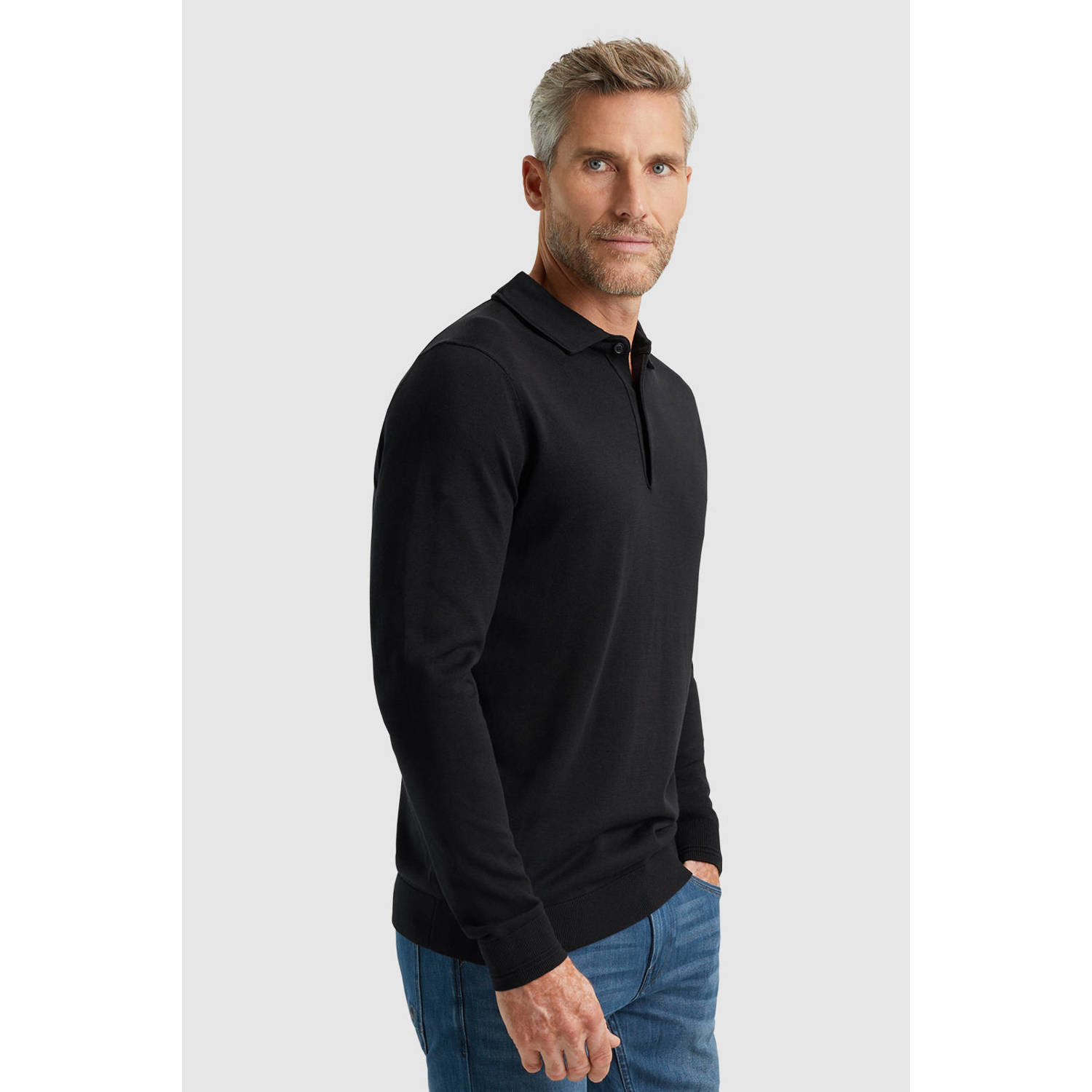 Vanguard regular polo gebreid zwart
