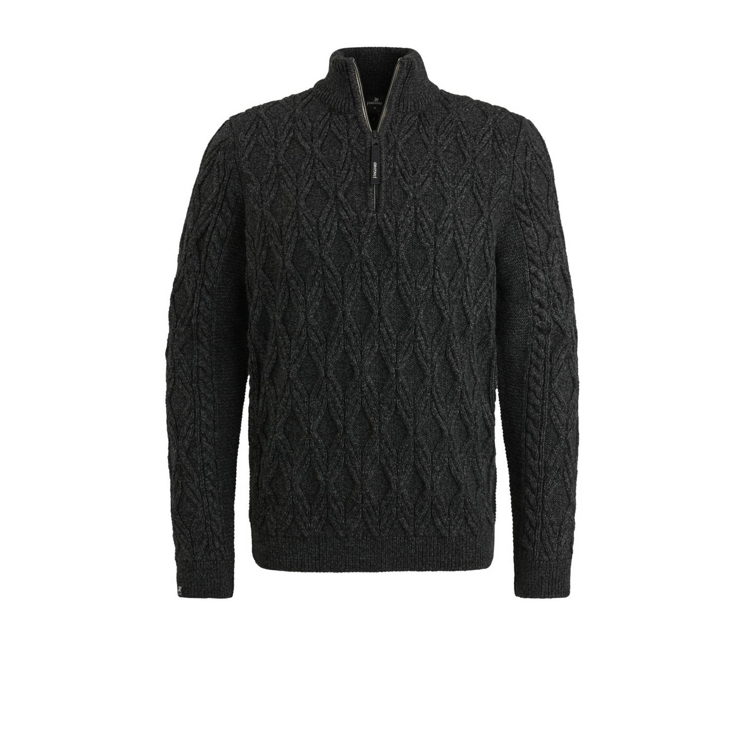 Vanguard Sweater Trui Half Zip Heavy Knit Zwart