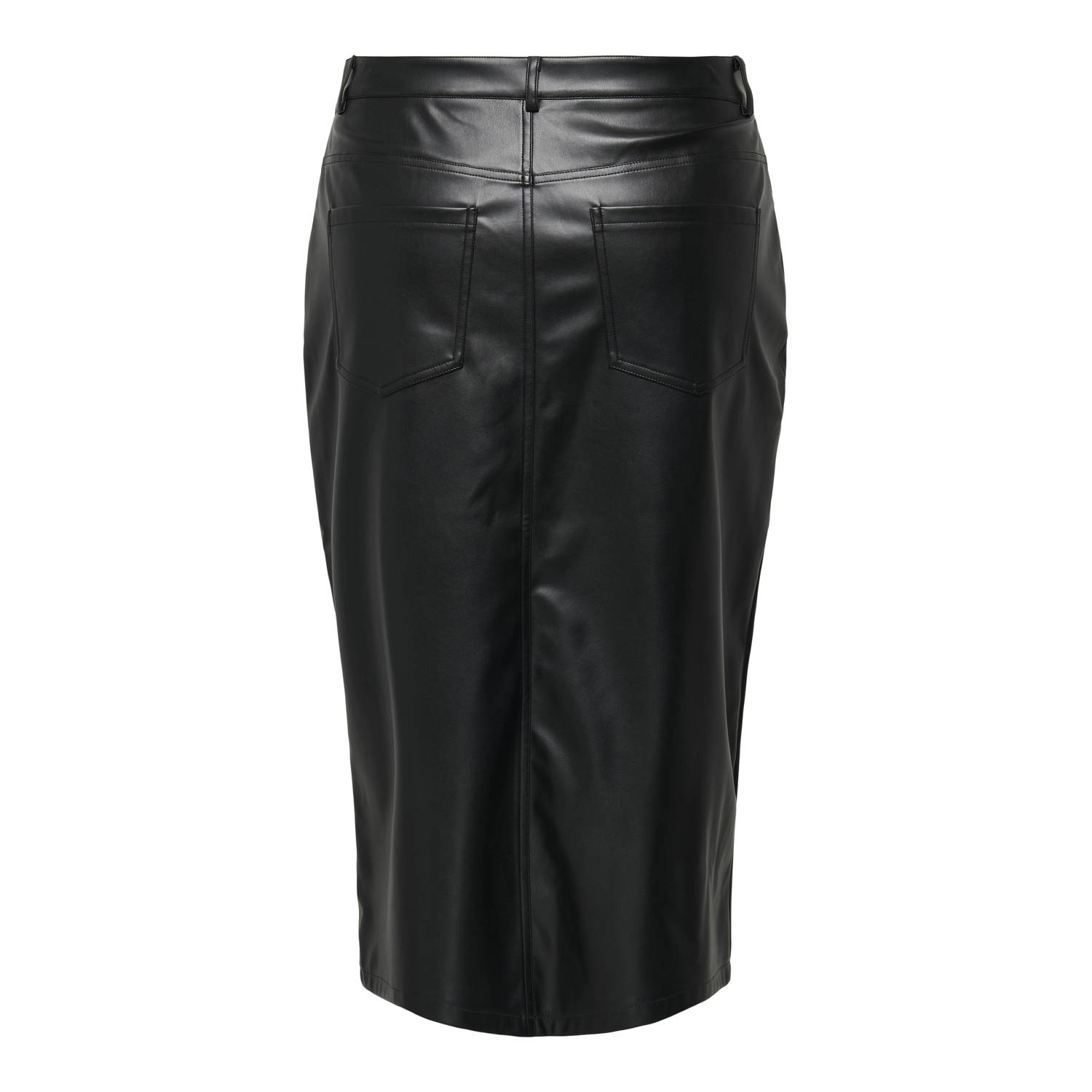 ONLY CARMAKOMA imitatieleren rok CARKIRI zwart