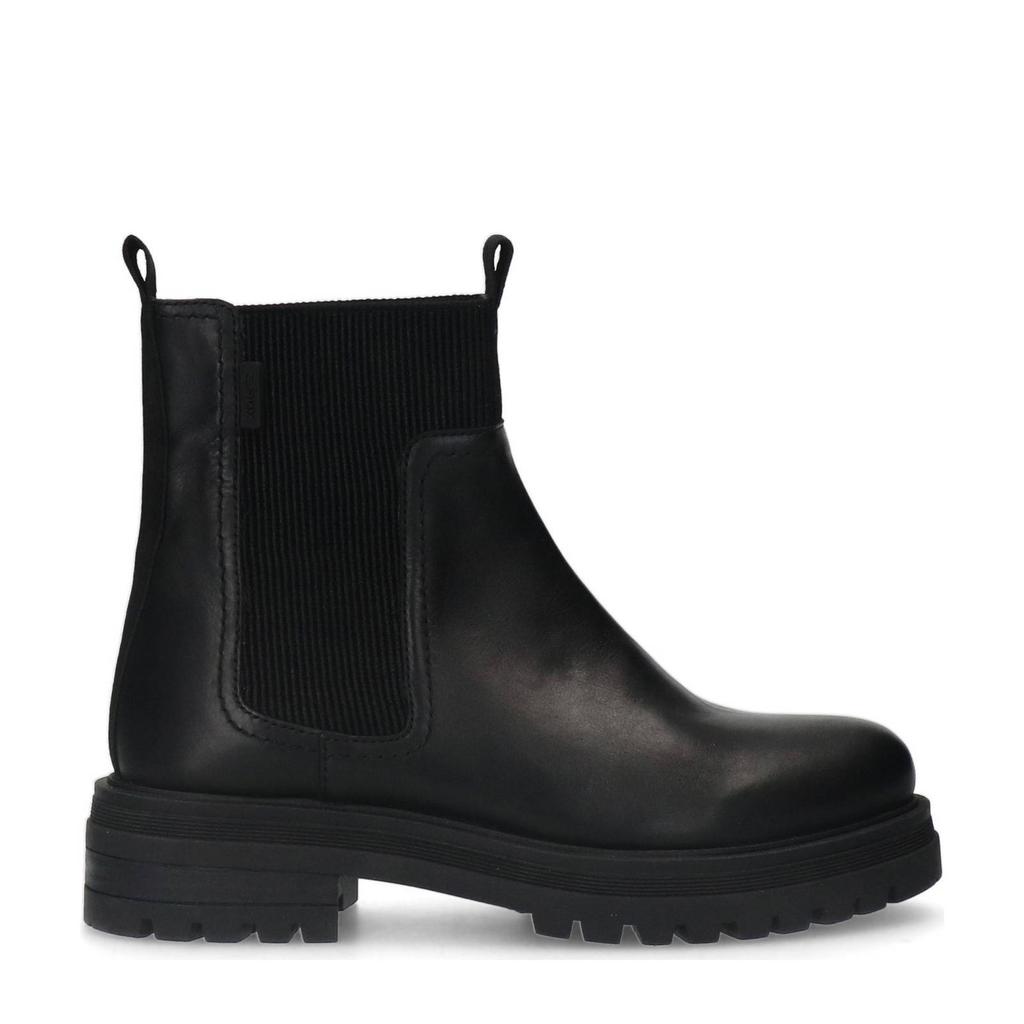 Zwarte dames Manfield leren chelsea boots met elastische inzet