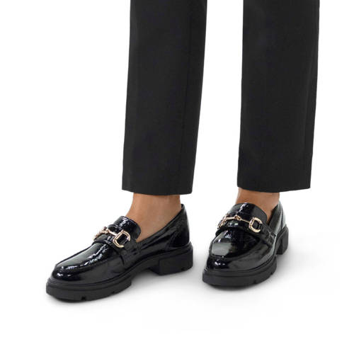 Manfield chunky lakleren loafers zwart afbeelding