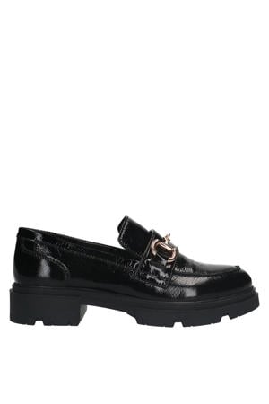 chunky lakleren loafers zwart