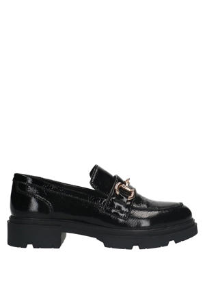 chunky lakleren loafers zwart