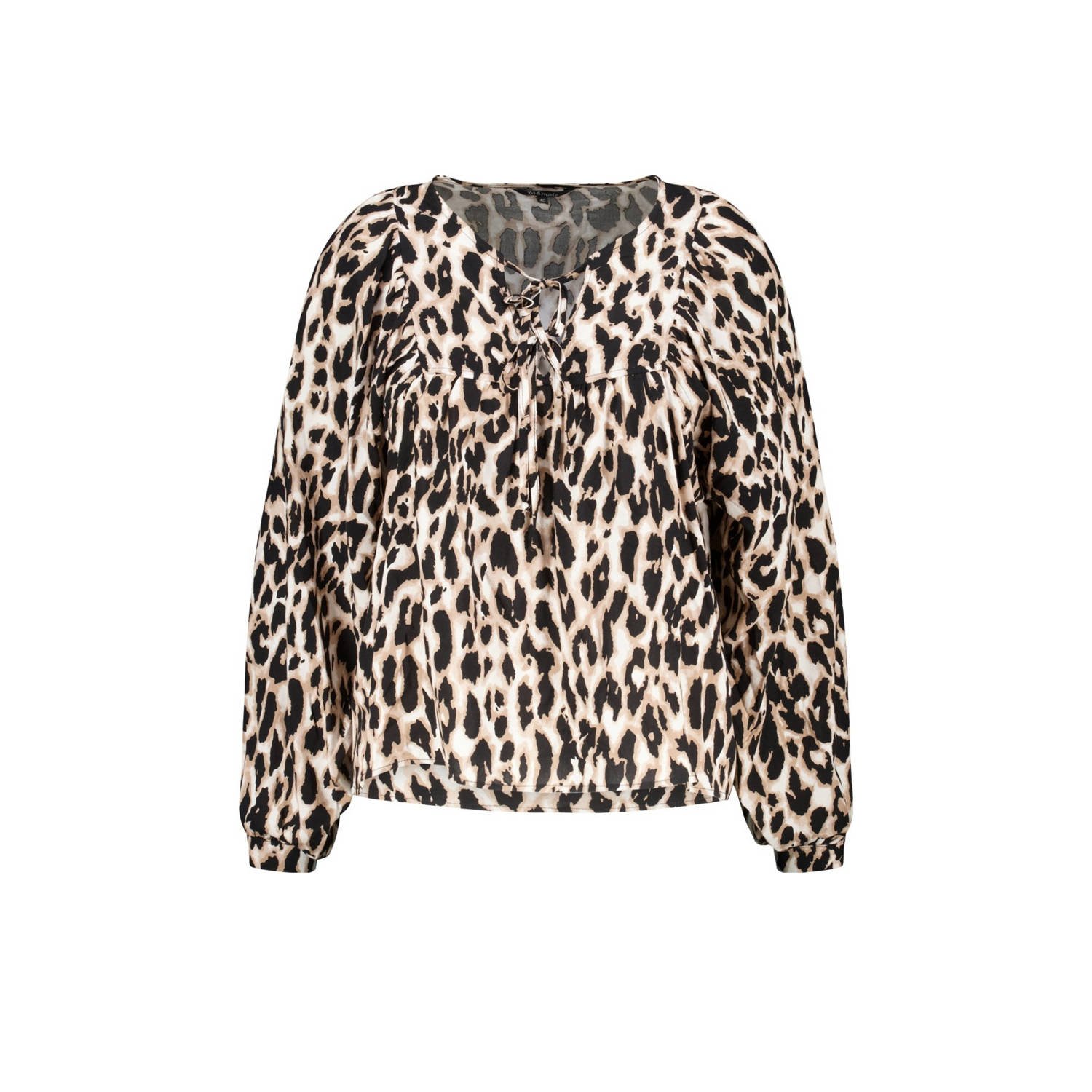 MS Mode blousetop met dierenprint zwart bruin