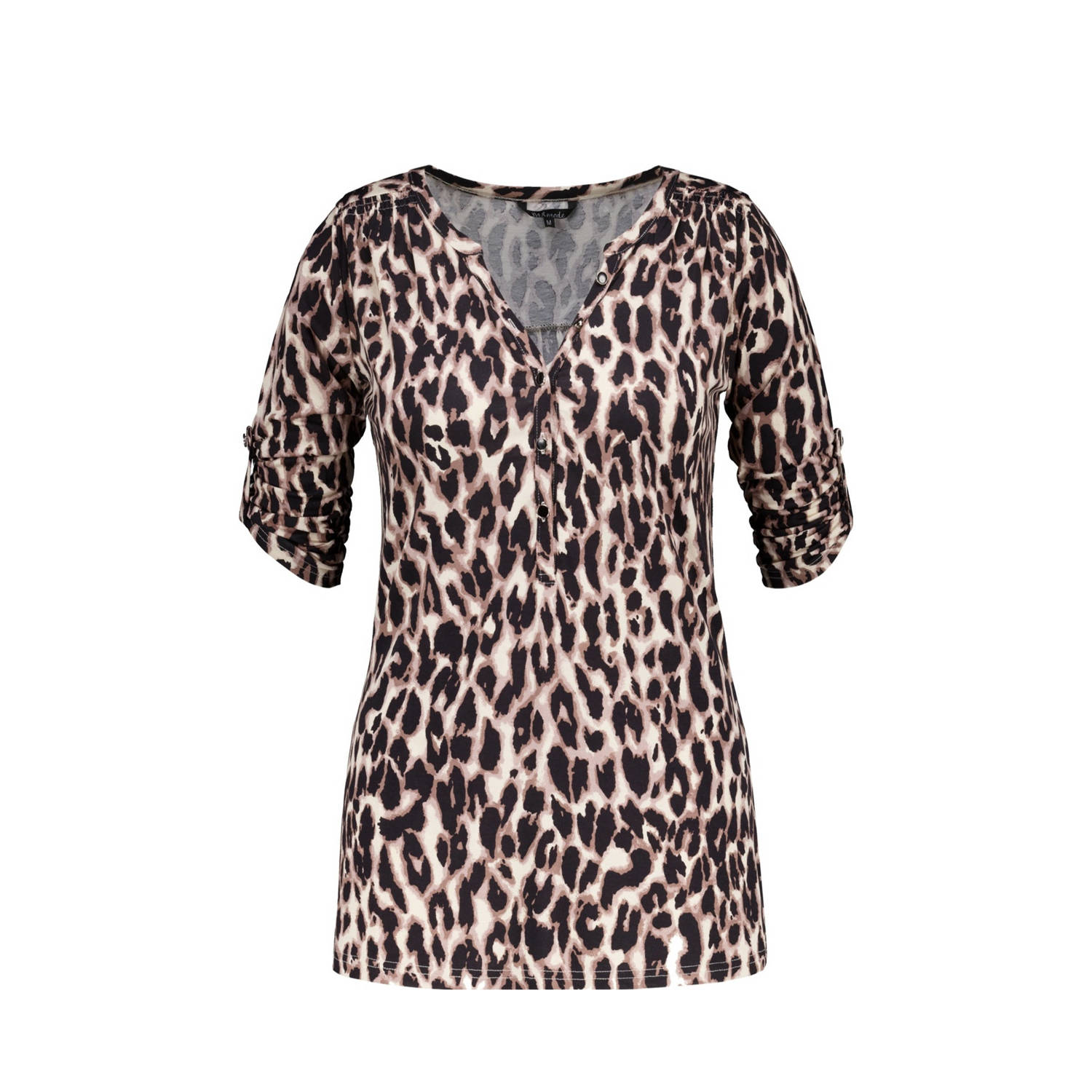 MS Mode top met dierenprint bruin zwart crème