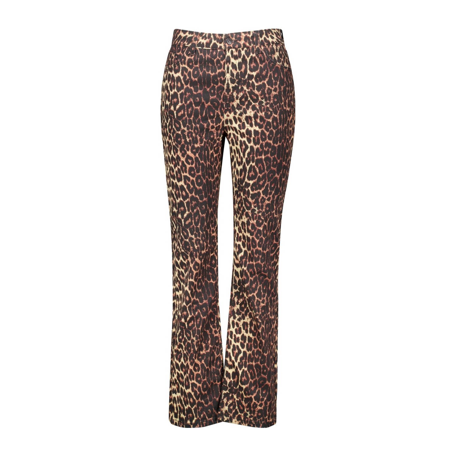 MS Mode regular fit broek met dierenprint bruin zwart