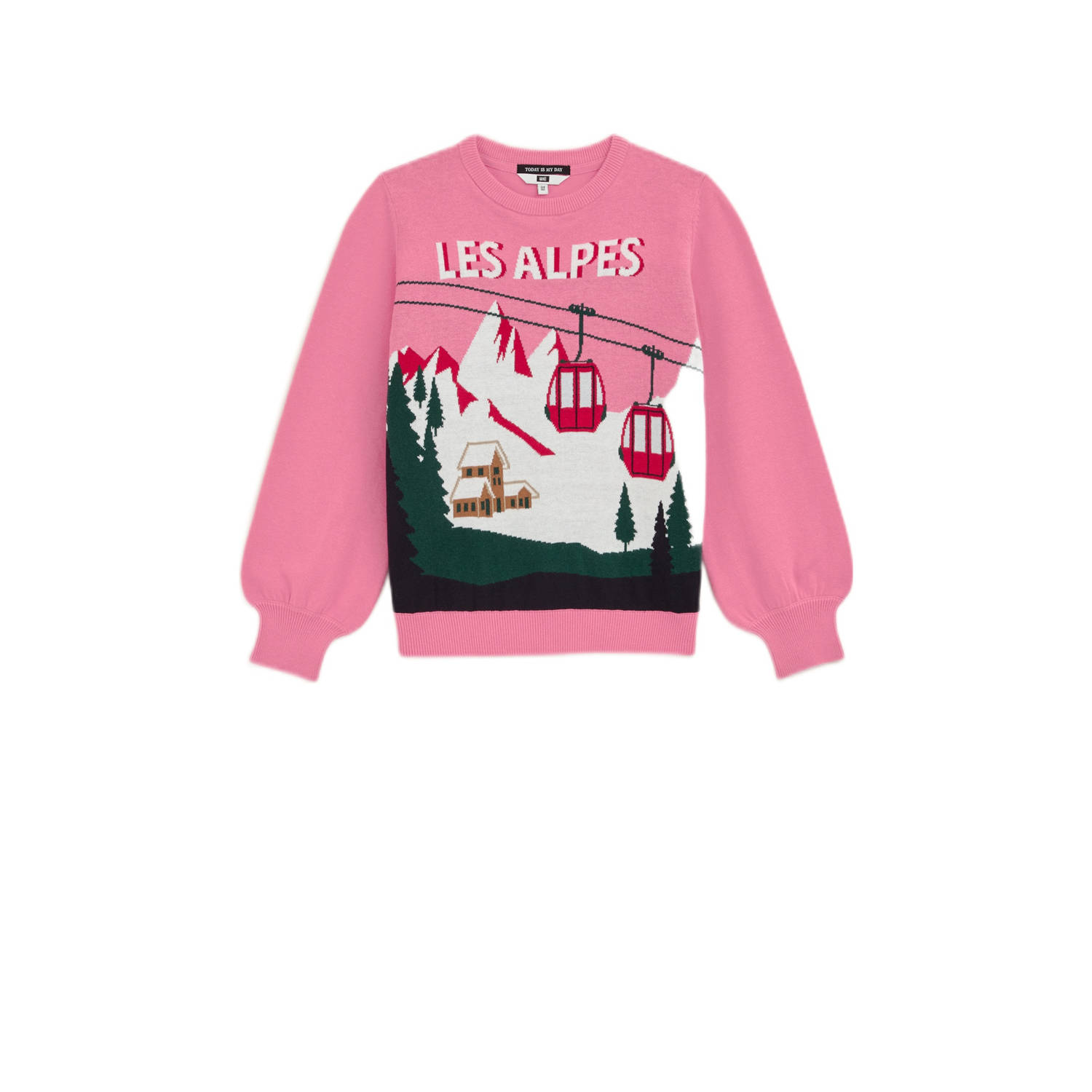WE Fashion kersttrui roze fijn gebreid