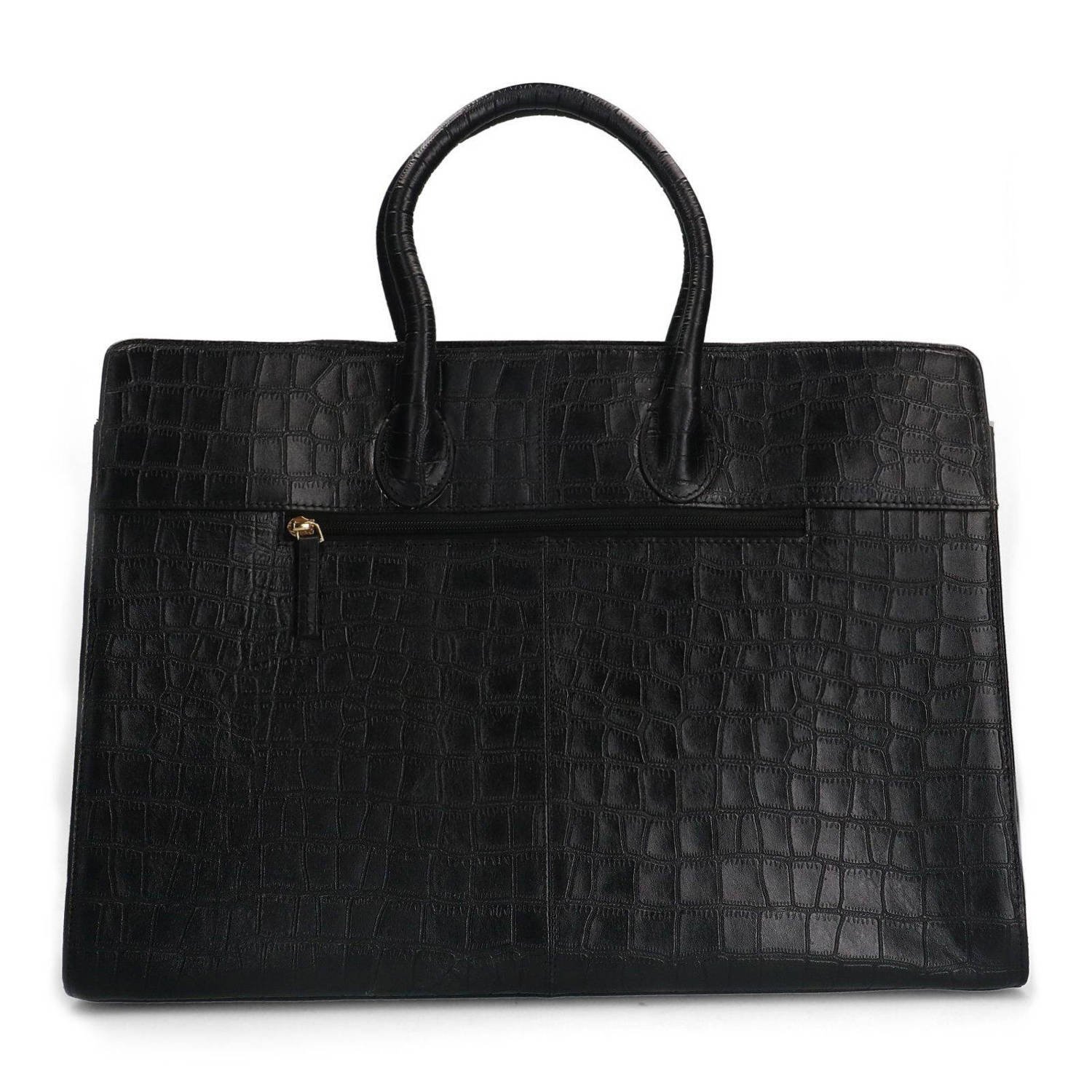 Manfield leren handtas zwart